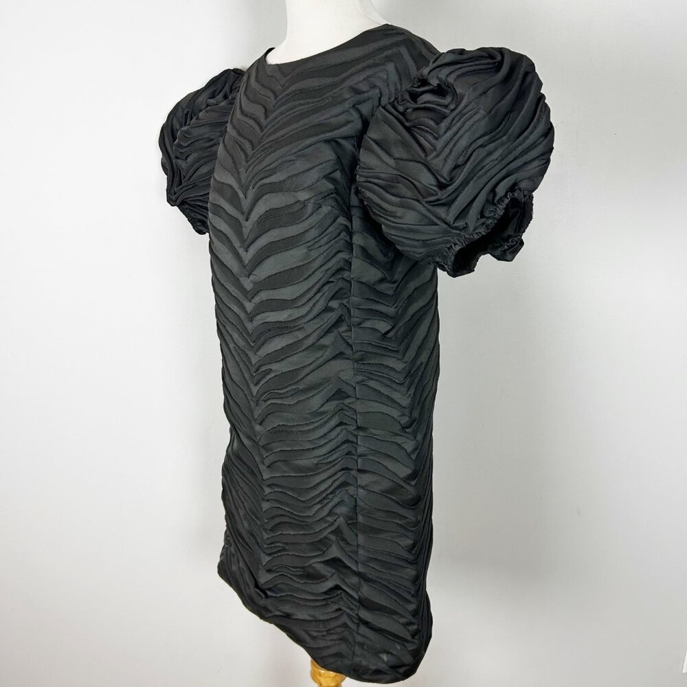 Kate Spade Black Textured Shift Dress Puff Sleeve Size 12 Women's - Picture 3 of 5